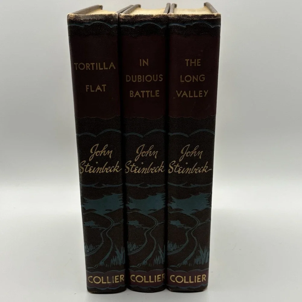 John‎ Steinbeck Books 3 The Long Valley Tortilla Flat In Dubious Battle Collier